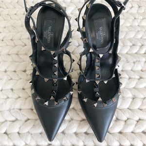 Rockstud Noir Slingback 100mm Pump, Black